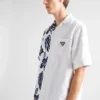 Camisa de manga corta de algodón grueso con estampado a dos tonos Camisa de manga corta de algodón grueso con estampado a dos tonos