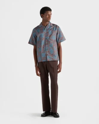 Camisa de manga corta de mezcla de algodón