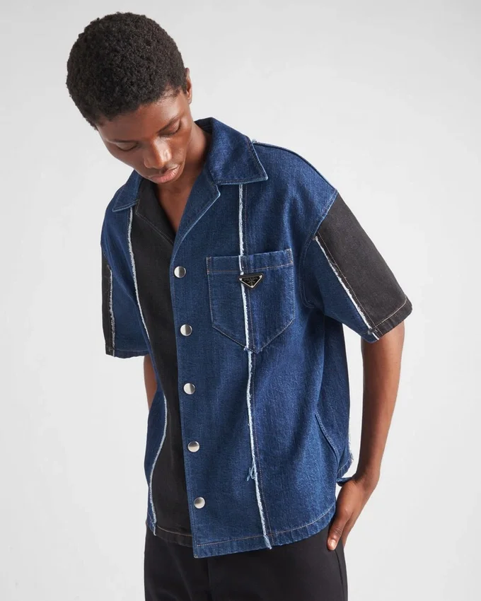Camisa de mezclilla a rayas Double Match Camisa de mezclilla a rayas Double Match
