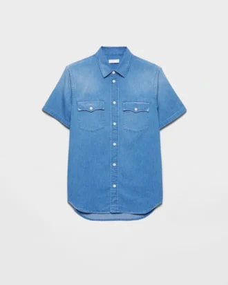 Camisa de mezclilla ligera de manga corta