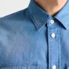 Camisa de mezclilla ligera de manga corta Camisa de mezclilla ligera de manga corta