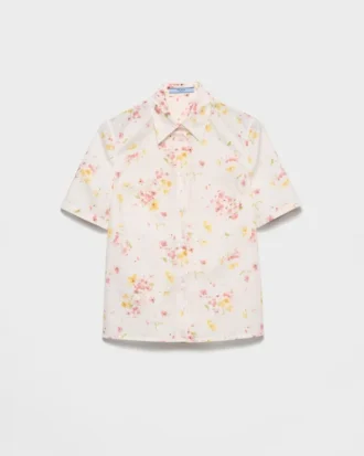 Camisa de popelín con estampado floral y mangas cortas