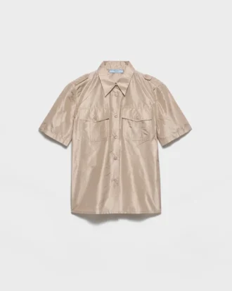 Camisa de tafetán de manga corta