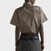 Camisa de tafetán de manga corta Camisa de tafetán de manga corta