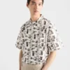 Camisa estampada de mezcla de algodón Camisa estampada de mezcla de algodón