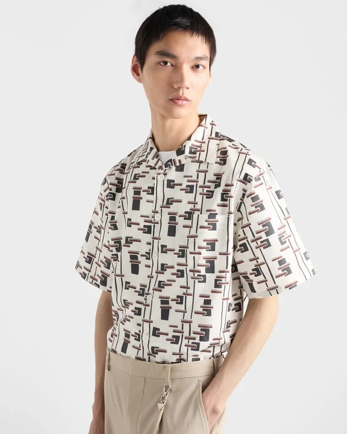 Camisa estampada de mezcla de algodón Camisa estampada de mezcla de algodón