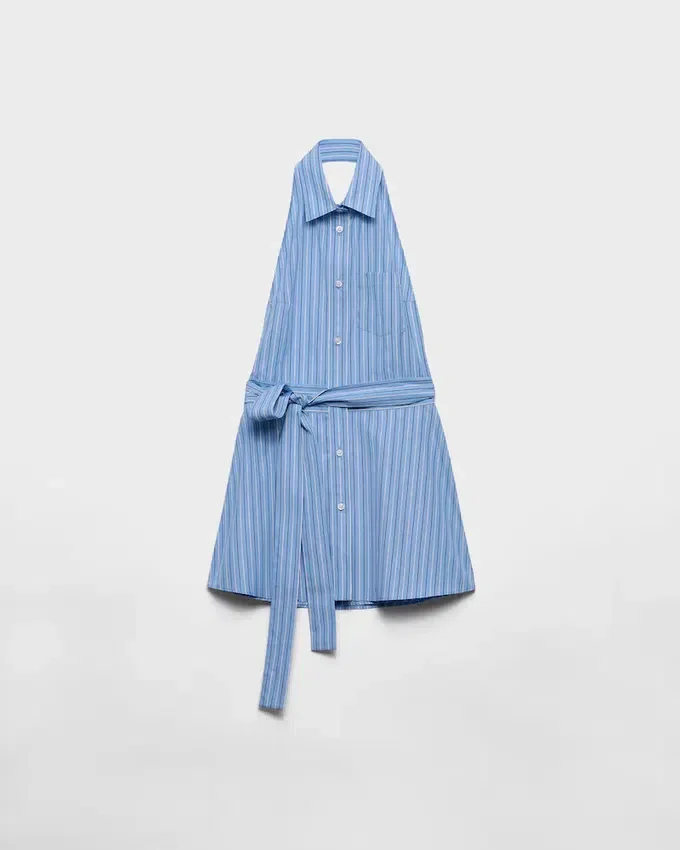 Camisa sin mangas de popelín a rayas Camisa sin mangas de popelín a rayas