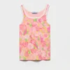 Camiseta sin mangas de algodón acanalado estampado