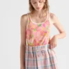 Camiseta sin mangas de algodón acanalado estampado