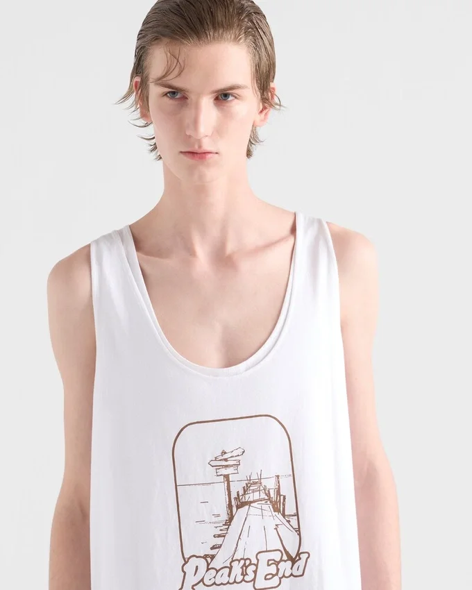 Camiseta sin mangas de algodón estampada Camiseta sin mangas de algodón estampada