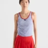 Camiseta sin mangas de jersey de algodón a rayas