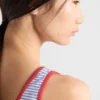 Camiseta sin mangas de jersey de algodón a rayas