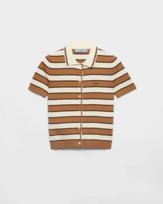 Cardigan de algodón a rayas de manga corta