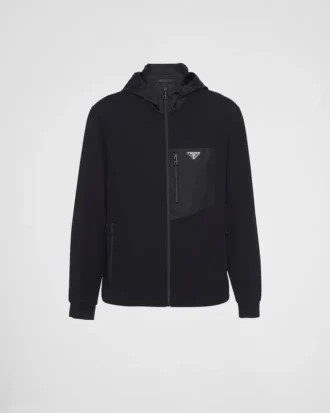 Cardigan de algodón técnico y Re-Nylon