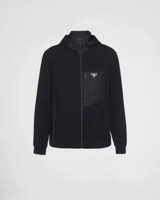 Cardigan de algodón técnico y Re-Nylon