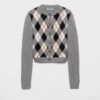 Cardigan de cachemira con punto Argyle Cardigan de cachemira con punto Argyle