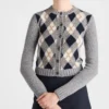 Cardigan de cachemira con punto Argyle Cardigan de cachemira con punto Argyle