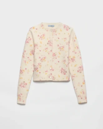 Cardigan de lana con estampado floral