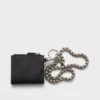 Cartera pequeña de piel Saffiano con cadena Cartera pequeña de piel Saffiano con cadena