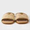 Chanclas de cuero con detalles de ganchillo Chanclas de cuero con detalles de ganchillo