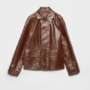Chaqueta blusón de cuero de aspecto vintage Chaqueta blusón de cuero de aspecto vintage