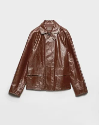 Chaqueta blusón de cuero de aspecto vintage Chaqueta blusón de cuero de aspecto vintage