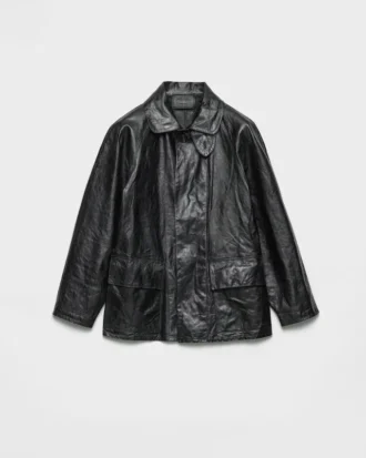 Chaqueta blusón de cuero de aspecto vintage