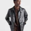 Chaqueta blusón de cuero de aspecto vintage Chaqueta blusón de cuero de aspecto vintage