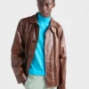 Chaqueta blusón de cuero de aspecto vintage Chaqueta blusón de cuero de aspecto vintage
