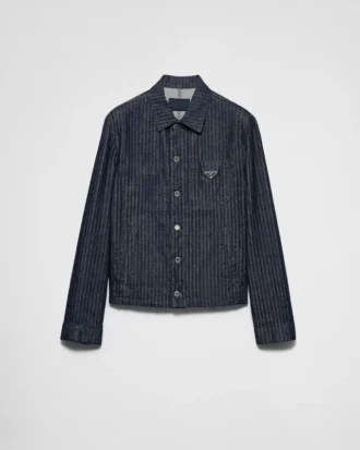 Chaqueta blusón de denim con diseño en chevron