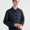 Chaqueta blusón de denim con diseño en chevron Chaqueta blusón de denim con diseño en chevron