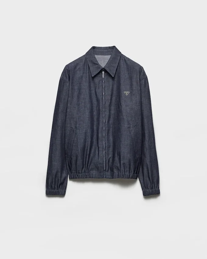 Chaqueta blusón de denim de cambray con cremallera Chaqueta blusón de denim de cambray con cremallera