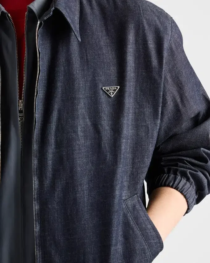 Chaqueta blusón de denim de cambray con cremallera Chaqueta blusón de denim de cambray con cremallera
