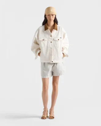 Chaqueta blusón de denim desgastado