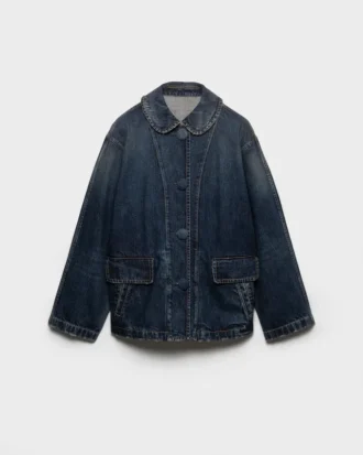 Chaqueta blusón de denim lavado