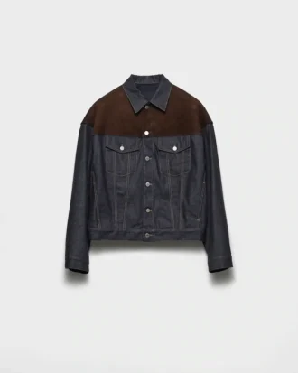 Chaqueta blusón de denim y gamuza Chaqueta blusón de denim y gamuza