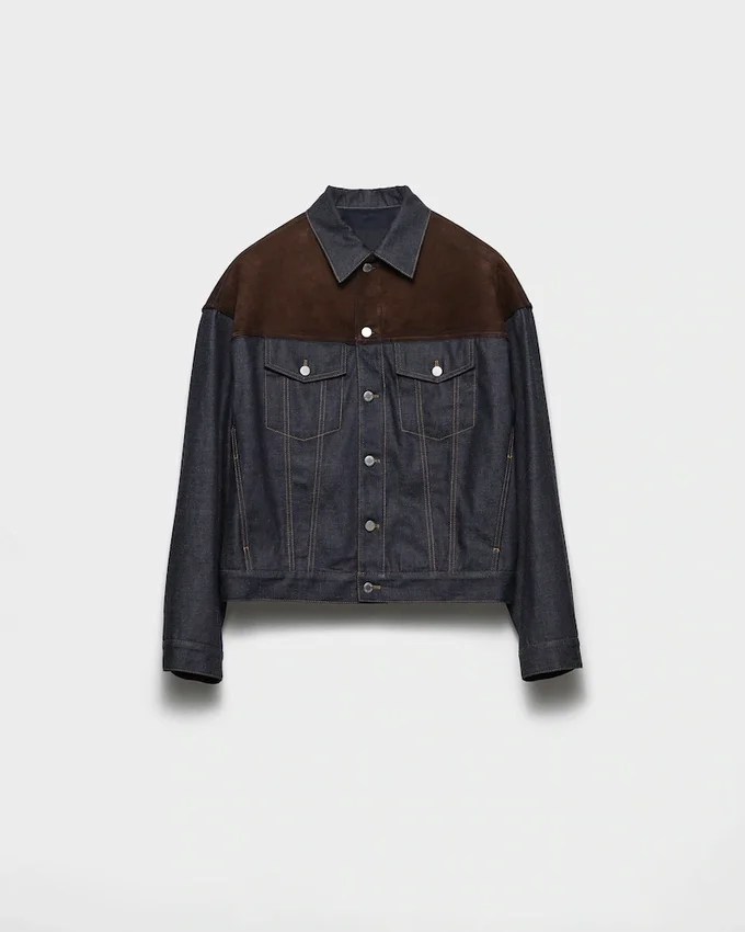 Chaqueta blusón de denim y gamuza Chaqueta blusón de denim y gamuza