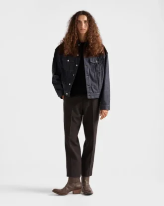 Chaqueta blusón de denim y gamuza Chaqueta blusón de denim y gamuza