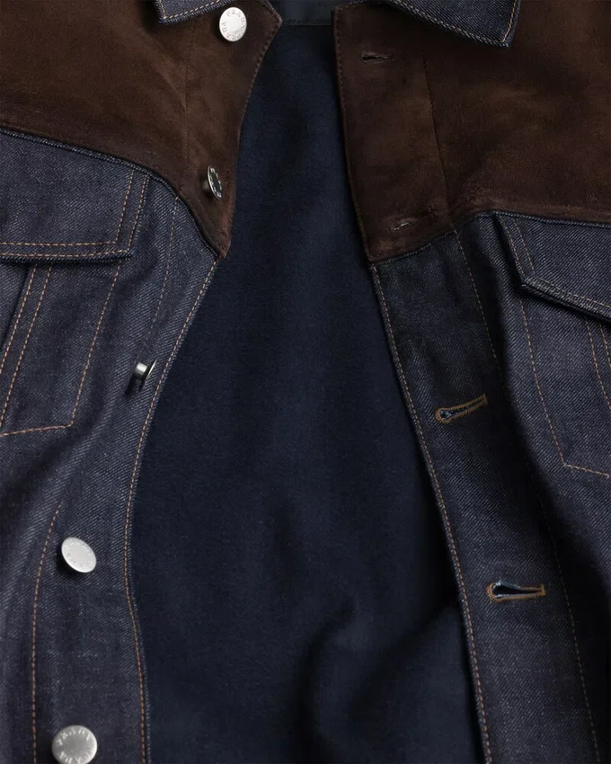 Chaqueta blusón de denim y gamuza Chaqueta blusón de denim y gamuza