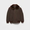 Chaqueta blusón de lana con cuello de piel de oveja Chaqueta blusón de lana con cuello de piel de oveja