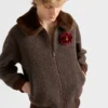 Chaqueta blusón de lana con cuello de piel de oveja Chaqueta blusón de lana con cuello de piel de oveja