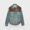Chaqueta blusón de mezclilla y cuero Chaqueta blusón de mezclilla y cuero