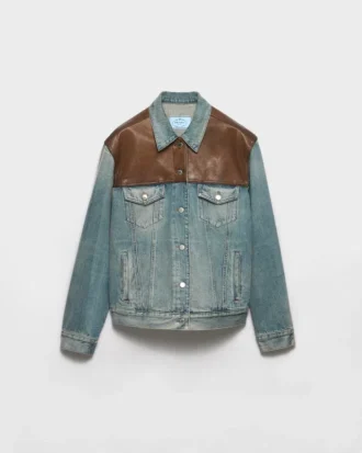 Chaqueta blusón de mezclilla y cuero