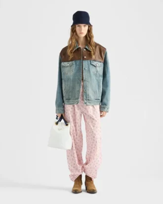Chaqueta blusón de mezclilla y cuero