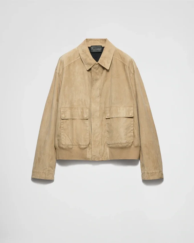 Chaqueta bomber de gamuza y algodón Chaqueta bomber de gamuza y algodón