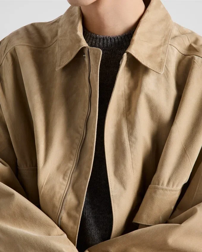 Chaqueta bomber de gamuza y algodón Chaqueta bomber de gamuza y algodón