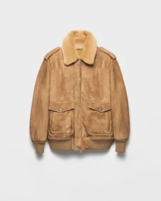 Chaqueta bomber de gamuza y piel de oveja