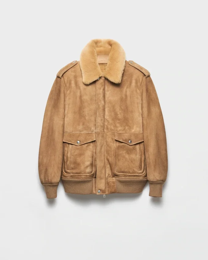 Chaqueta bomber de gamuza y piel de oveja Chaqueta bomber de gamuza y piel de oveja