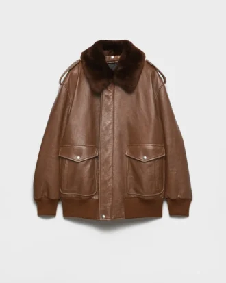 Chaqueta bomber de piel napa