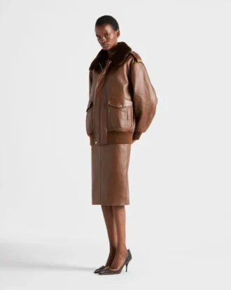 Chaqueta bomber de piel napa